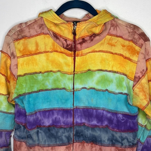 HIPPIE rainbow tie dye zipper jacket - Picture 2 of 10